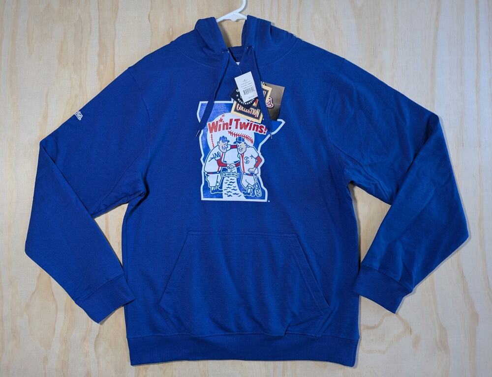 Stitches Men's Medium Minnesota Twins Hoodie Blue Pullover Sweatshirt MLB